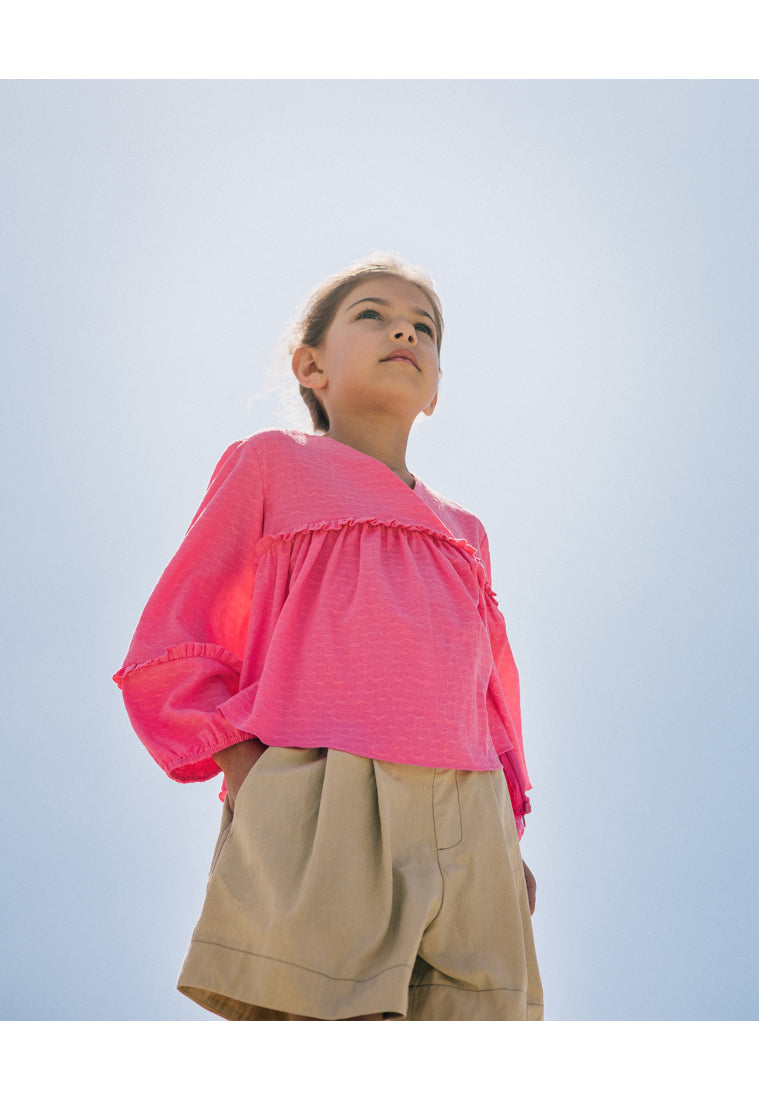 JACQUARD BLUMEN KINDERBLUSON "NEON"