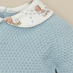 CONJUNTO JUBON Y POLAINA CUELLO BEBE OSITO AZUL