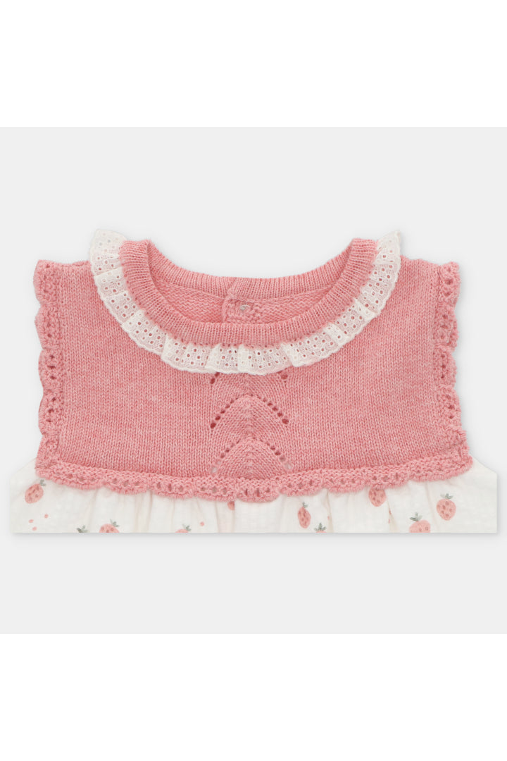 FRESONARA GIRL'S KNIT AND FABRIC DRESS+PANTY