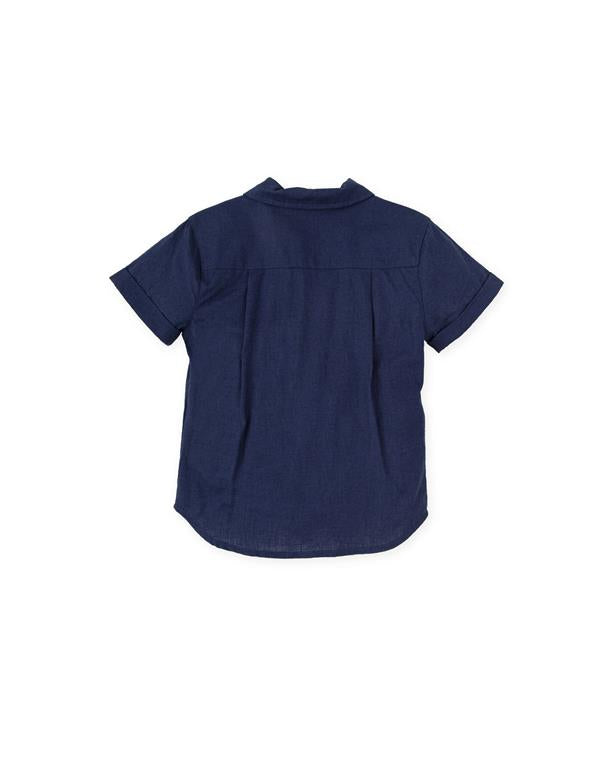 Navy Blue Short-Sleeved Shirt
