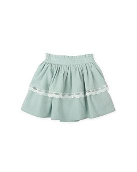COTTON SKIRT WITH SEA GREEN LACE