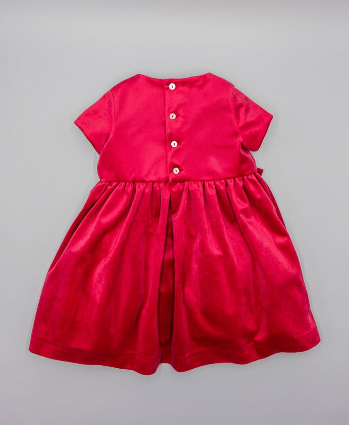 VESTIDO DE TERCIOPELO ROJO CON LAZOS