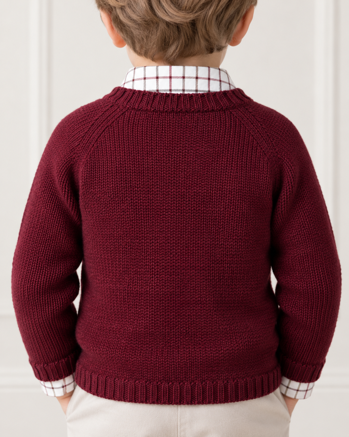 Jersey granate de lana merino con intarsia de zorrito- Fina Ejerique