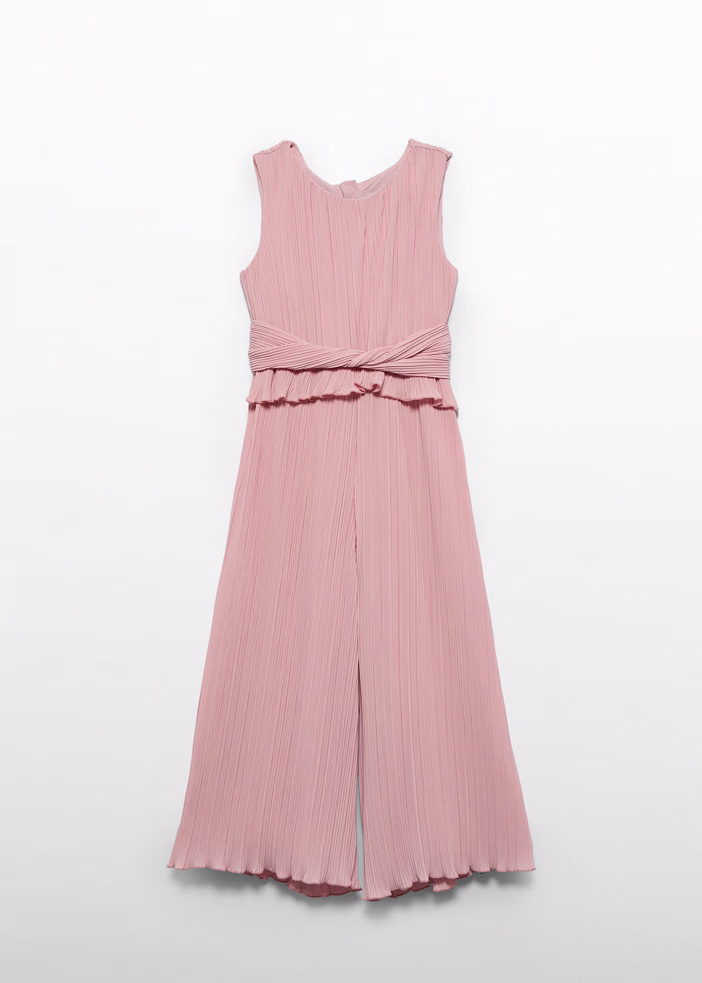 LONG PLEATED CHIFFON JUMPSUIT