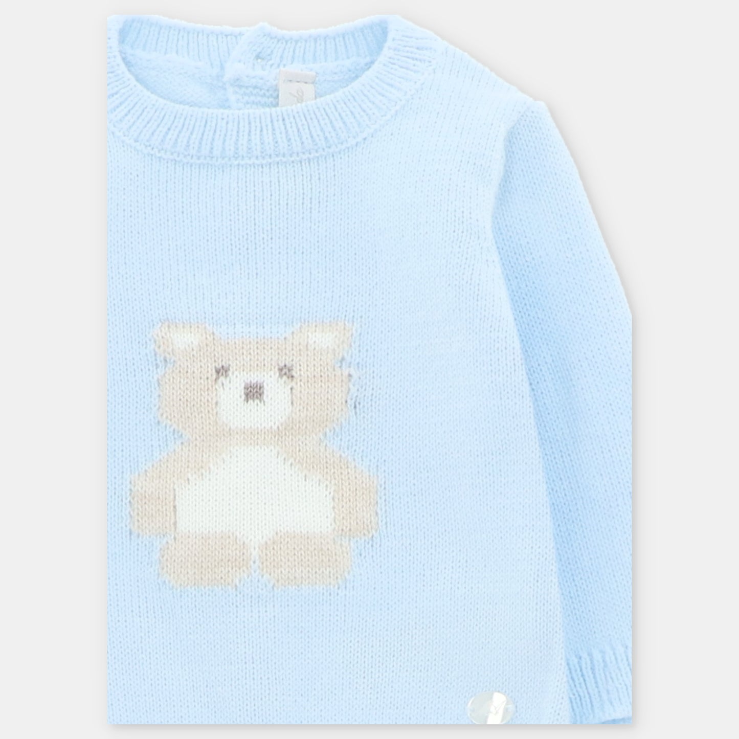 CONJUNTO DE PUNTO JUBÓN, POLAINA CAPOTA OSO