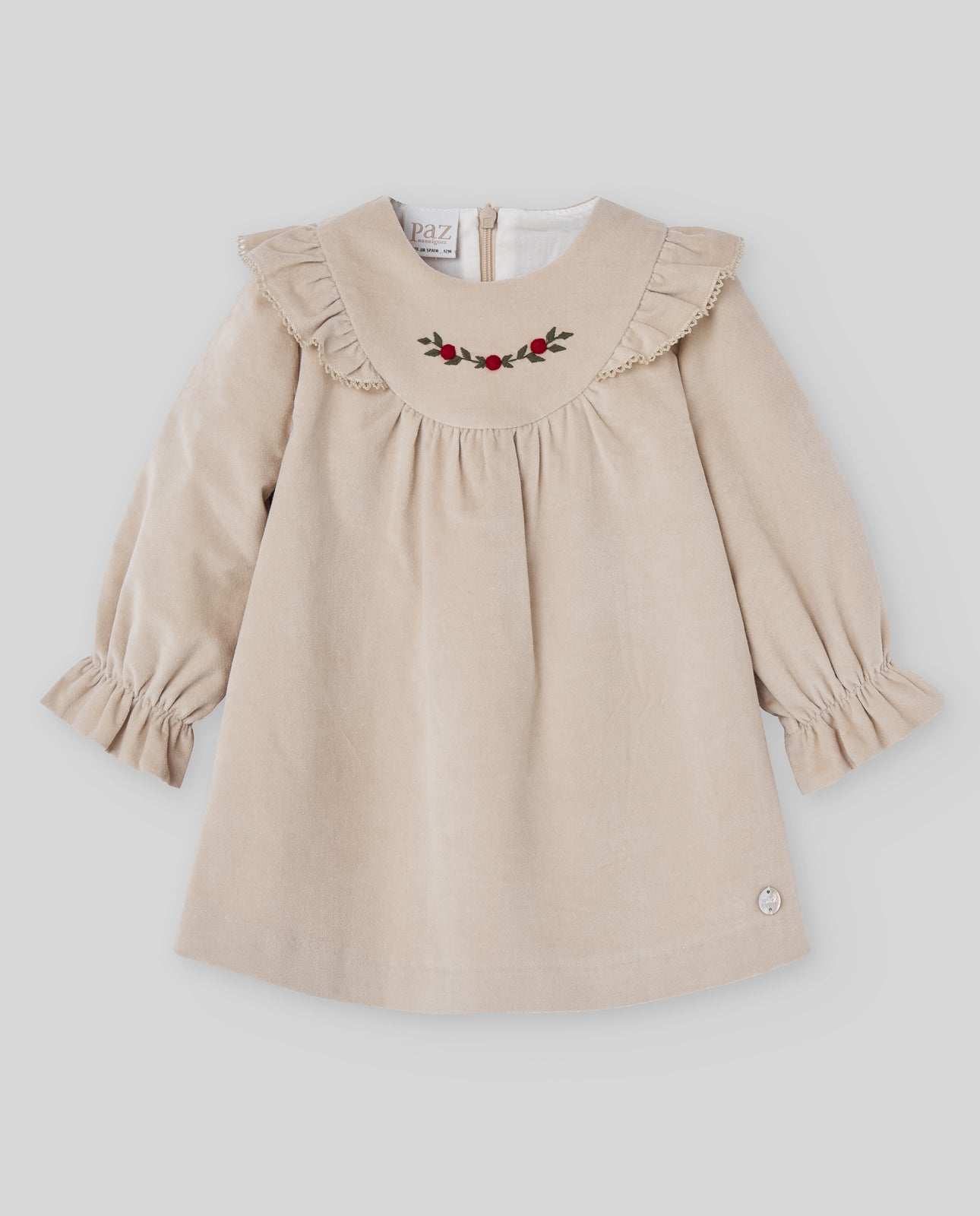 VESTIDO VELVETON BORDADO "ACEBO"