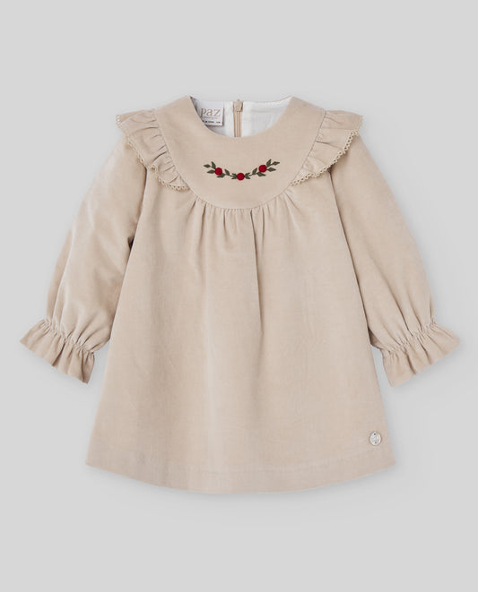 VESTIDO VELVETON BORDADO "ACEBO"