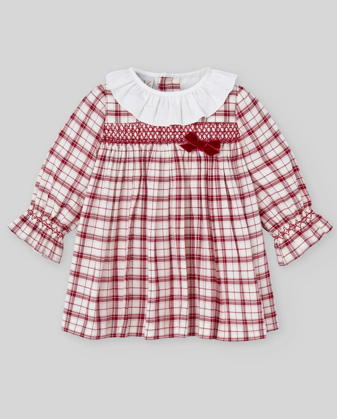 VESTIDO CUADROS FRUNCIDO CON CUELLO