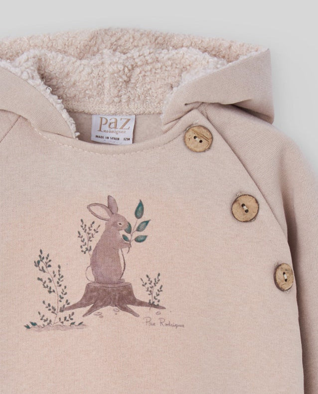 SUDADERA CON CAPUCHA FELPA "POMPON"