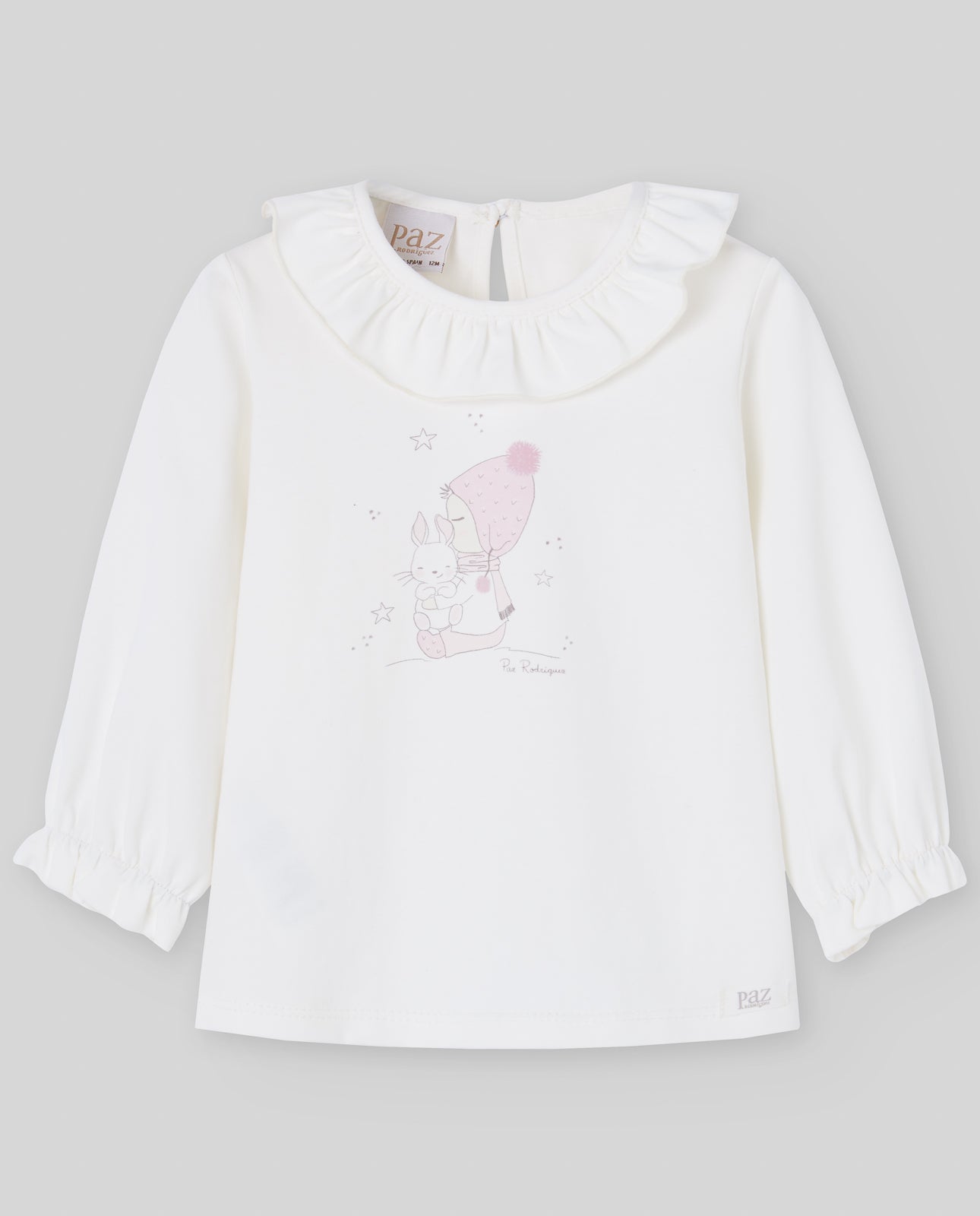 CAMISETA NIÑA CON CUELLO Y DIBUJO "DEVA"