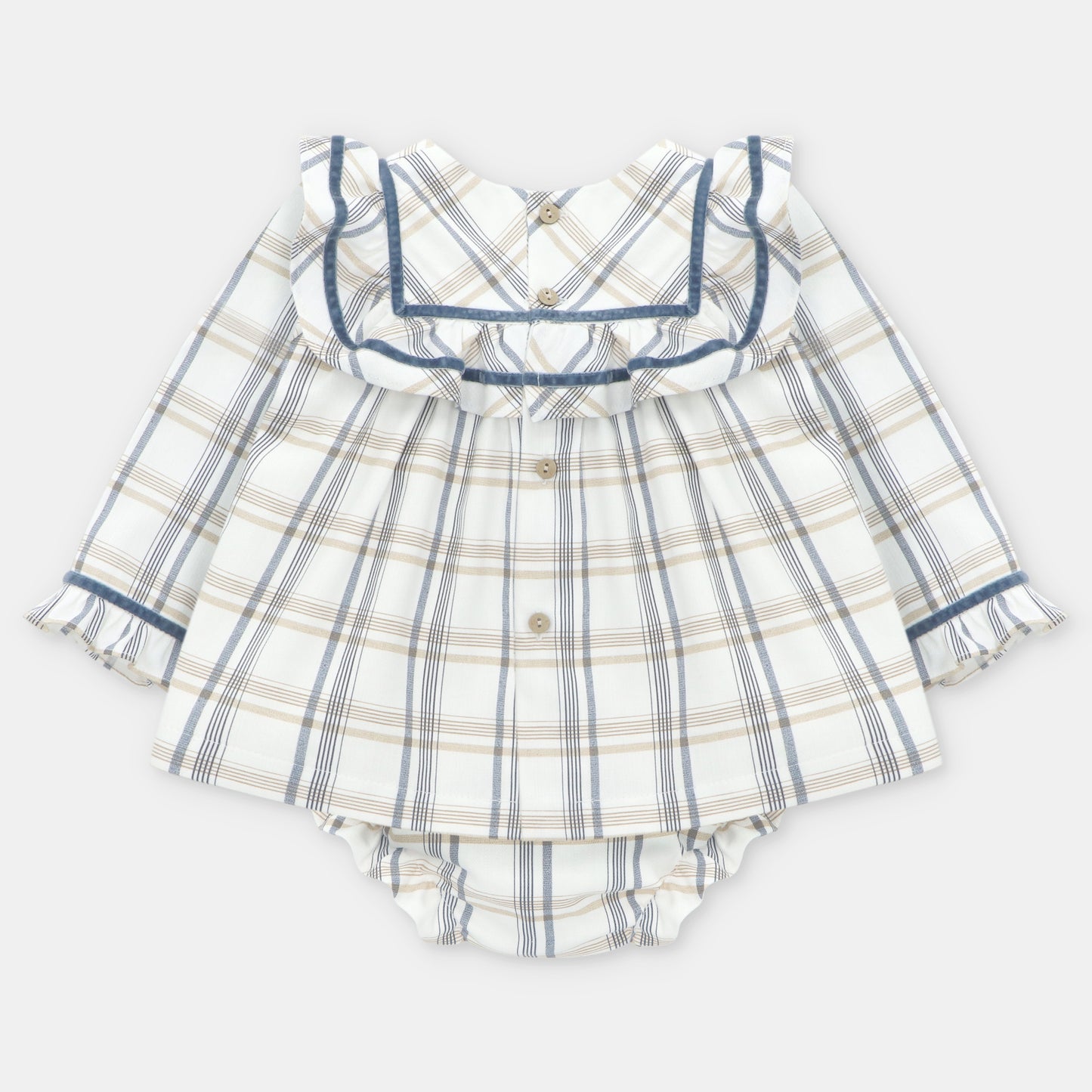 CONJUNTO VESTIDO BRAGA TELA CUADROS NIÑA LEICESTER