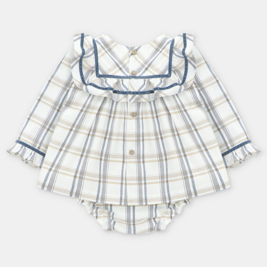 CONJUNTO VESTIDO BRAGA TELA CUADROS NIÑA LEICESTER