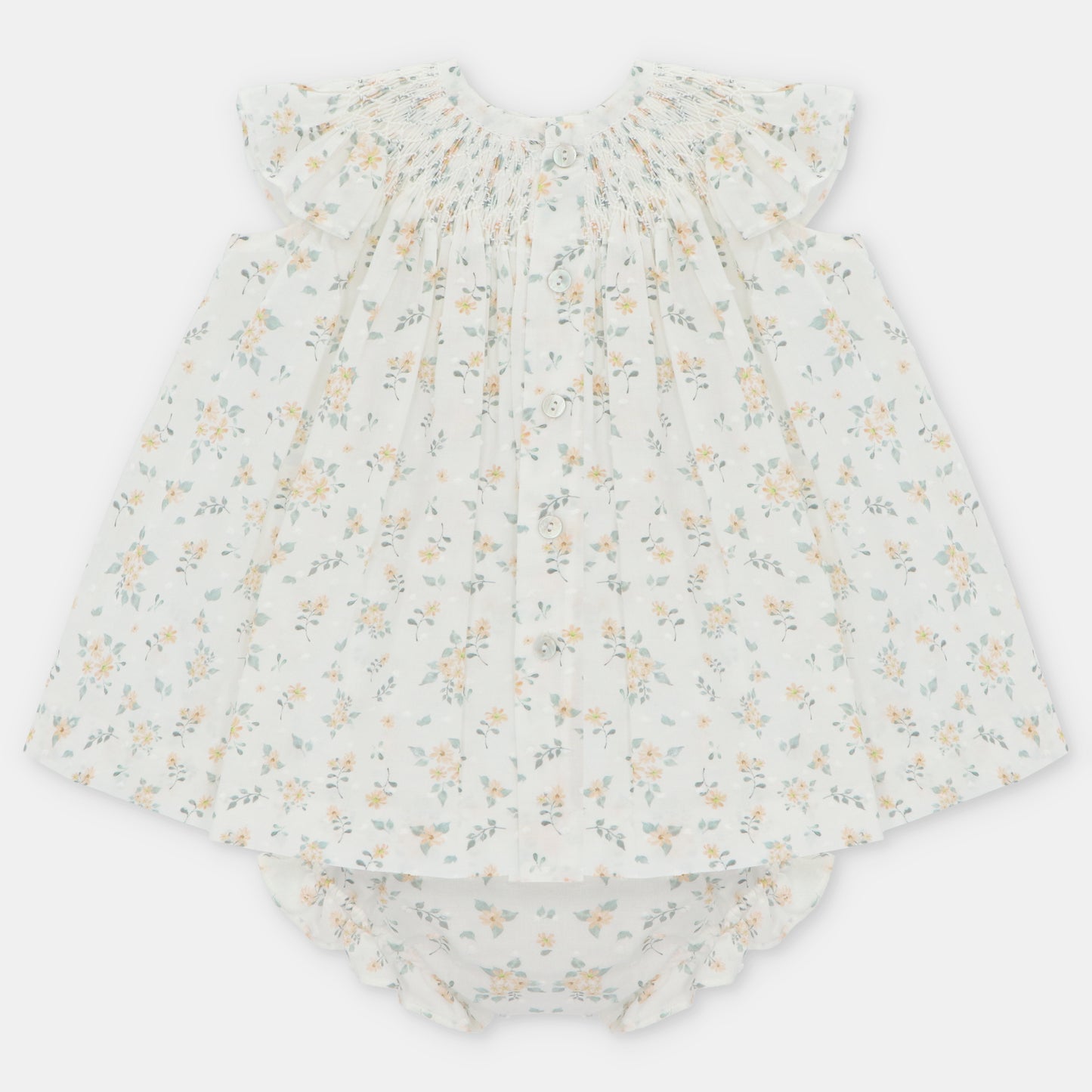 DRESS+PANTY FLOWER PLUMETTI FABRIC WITH SMOCK PTO