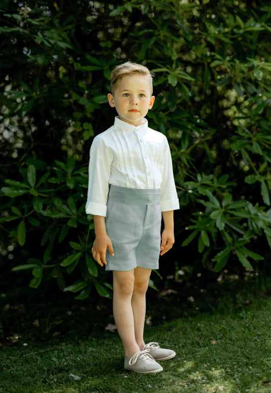 CHILDREN'S LINEN SHIRT WITH MANGO COLLAR 