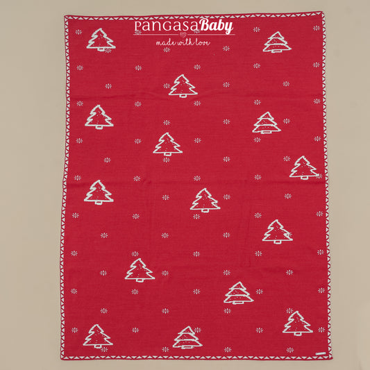 MANTA PINOS GRANATE NAVIDAD