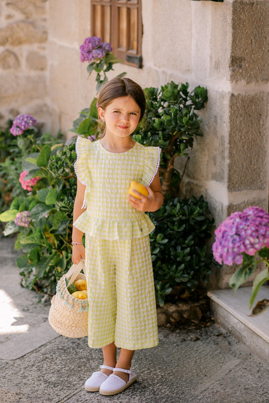 CHILDREN'S LONG SEERSUCKER OVERALLS "SPINNING TOP"