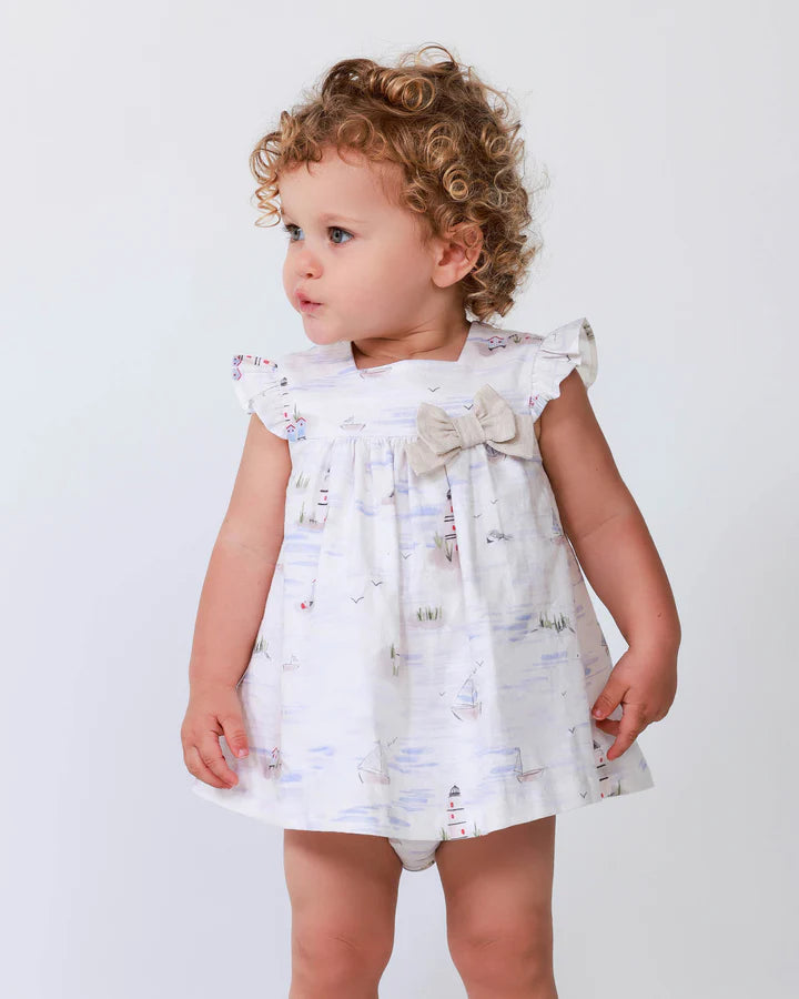 VESTIDO CON BRAGUITA LINO ESTAMPADO MARINERO