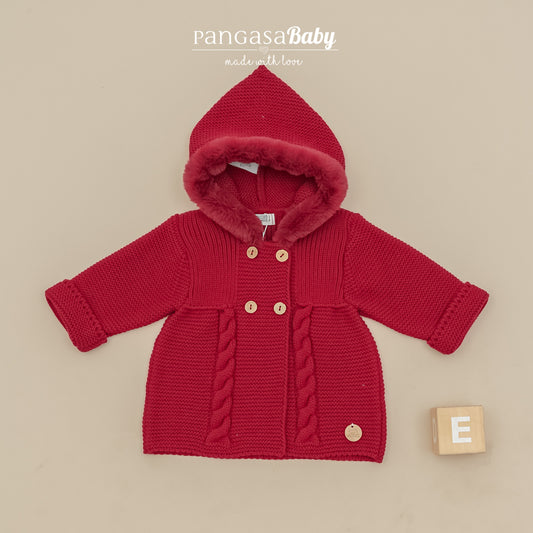 ABRIGO PUNTO GRANATE CON CAPUCHA