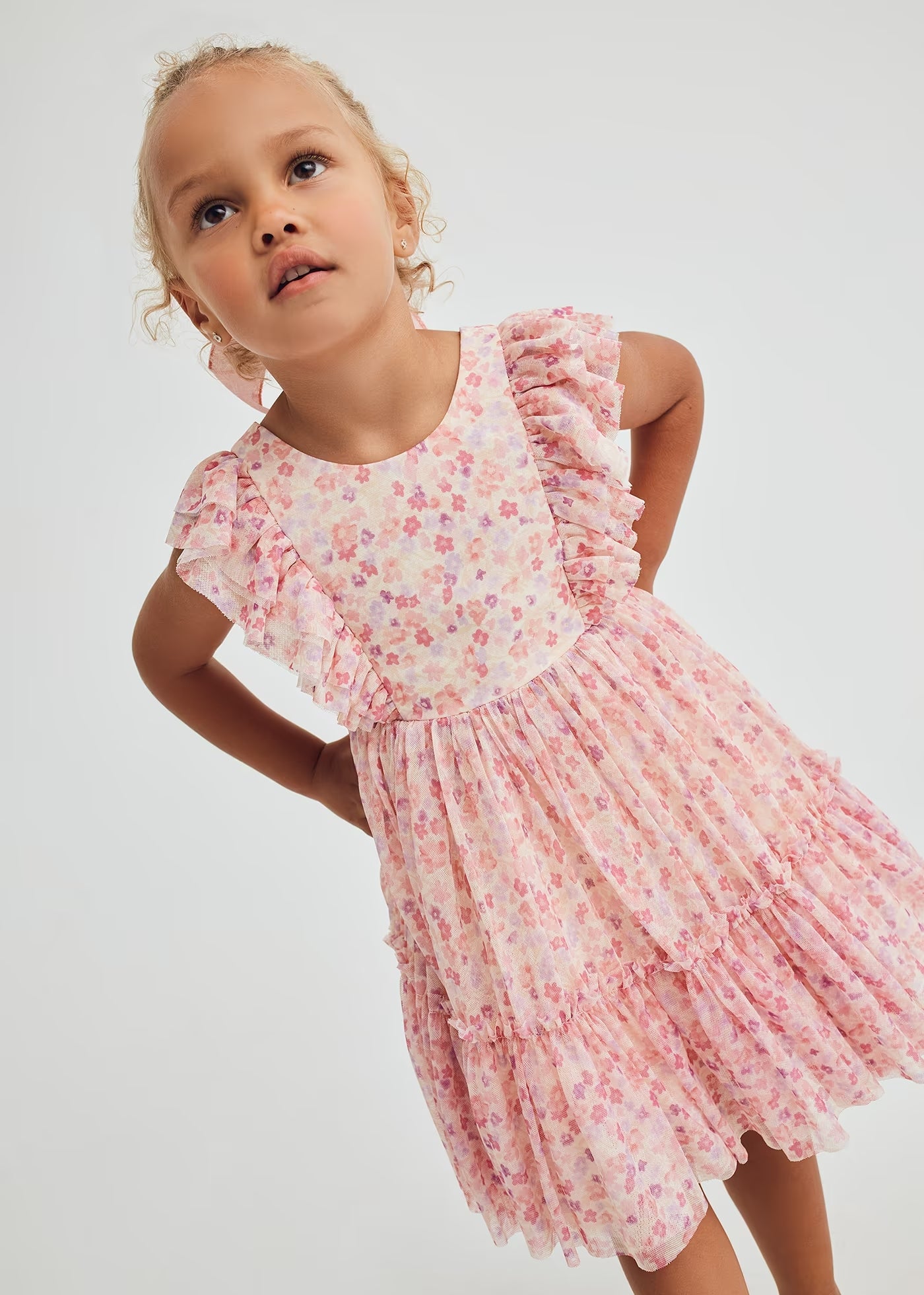 PRINTED TULLE DRESS