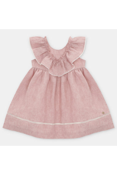 Linen dress with flounce