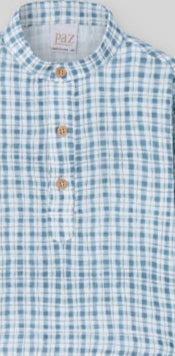 CAMISA CUADROS CUELLO MAO "POMPON"