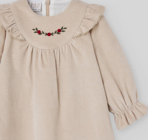 VESTIDO VELVETON BORDADO "ACEBO"