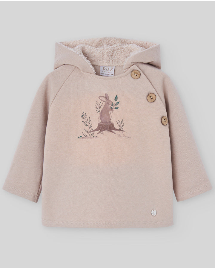 SUDADERA CON CAPUCHA FELPA "POMPON"