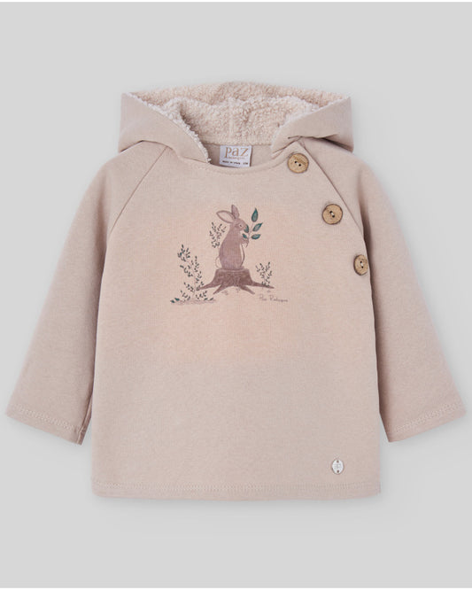 SUDADERA CON CAPUCHA FELPA "POMPON"