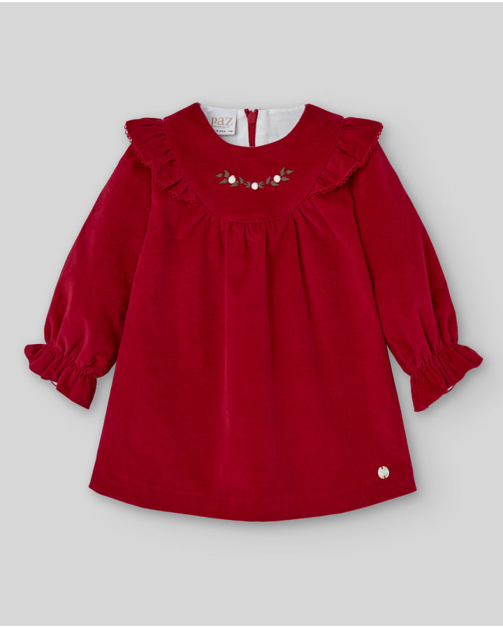 VESTIDO VELVETON BORDADO "ACEBO"