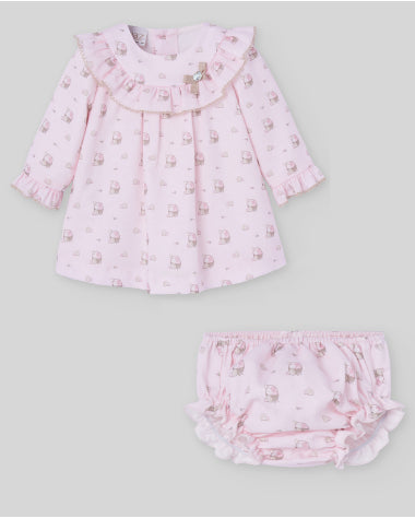 VESTIDO CON VOLANTE EN CUELLO Y BRAGA "PASCUA"