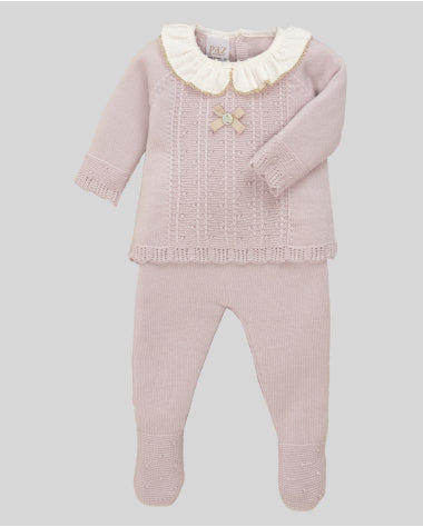 CONJUNTO  DE PUNTO NIÑA JUBON Y POLAINA "ERIZOS"