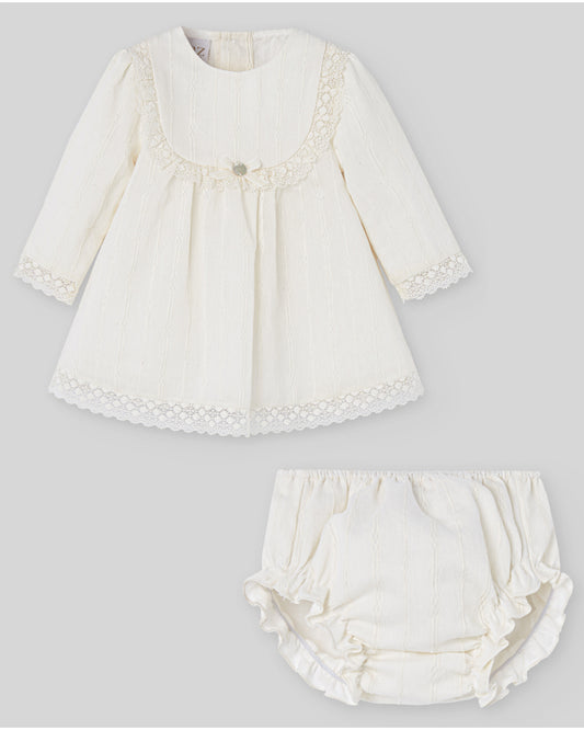 Honeycomb embroidered dress and panties