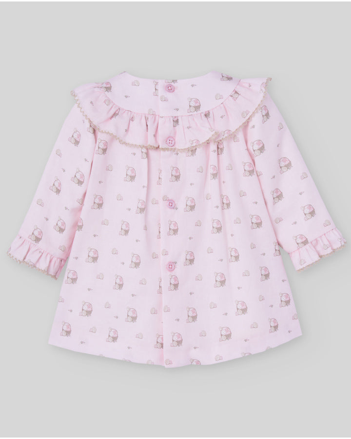 VESTIDO CON VOLANTE EN CUELLO Y BRAGA "PASCUA"