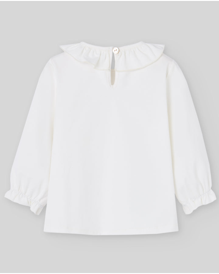 CAMISETA NIÑA CON CUELLO Y DIBUJO "DEVA"