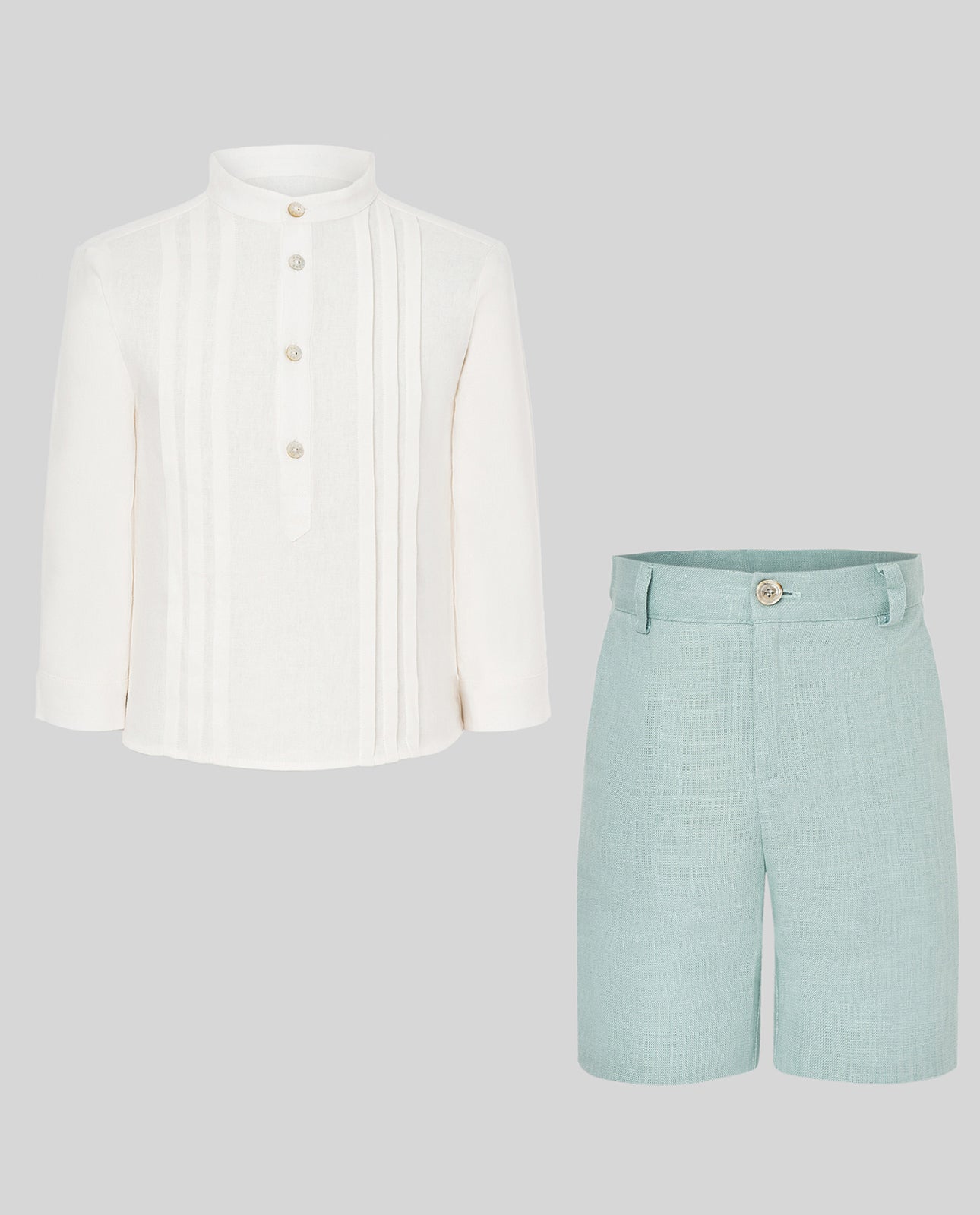 CHILDREN'S LINEN SHIRT WITH MANGO COLLAR 