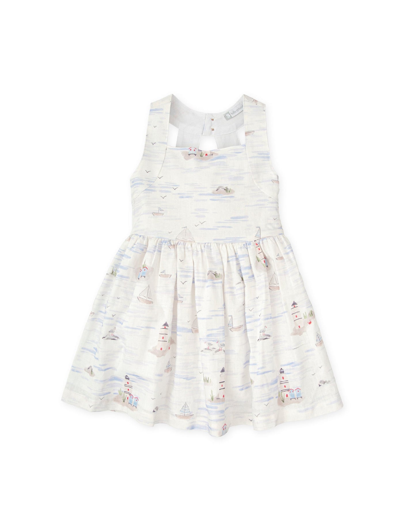 SAILOR PRINT LINEN DRESS SAND