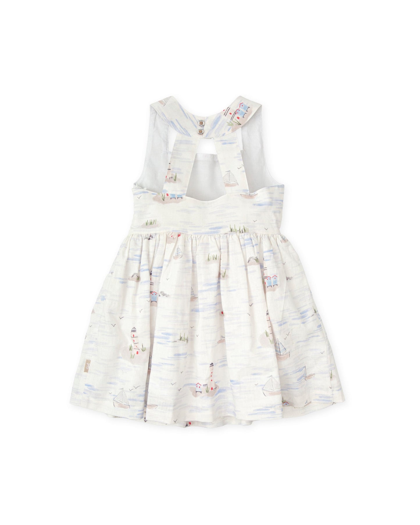 SAILOR PRINT LINEN DRESS SAND