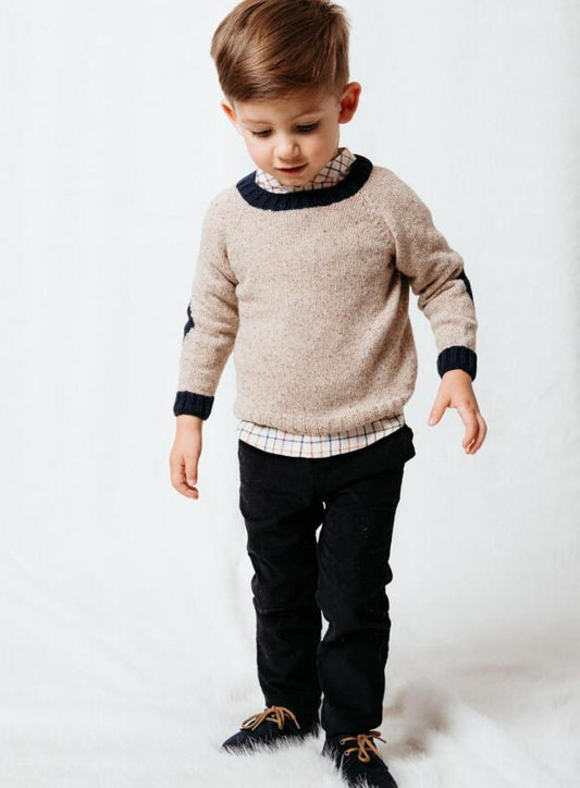 JERSEY BEIGE CON DETALLES AZUL MARINO