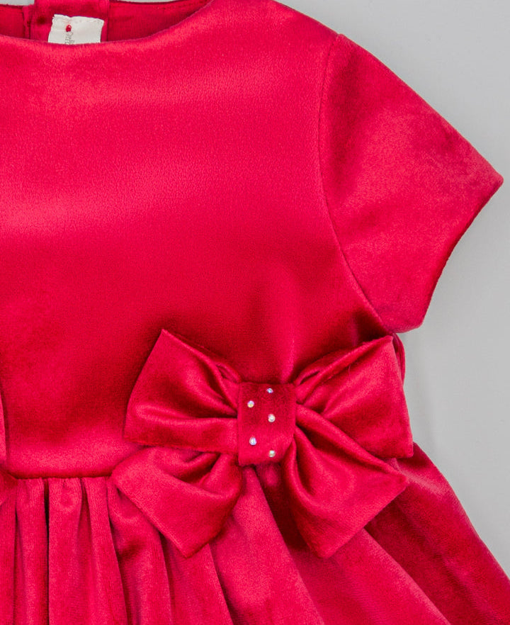 VESTIDO DE TERCIOPELO ROJO CON LAZOS