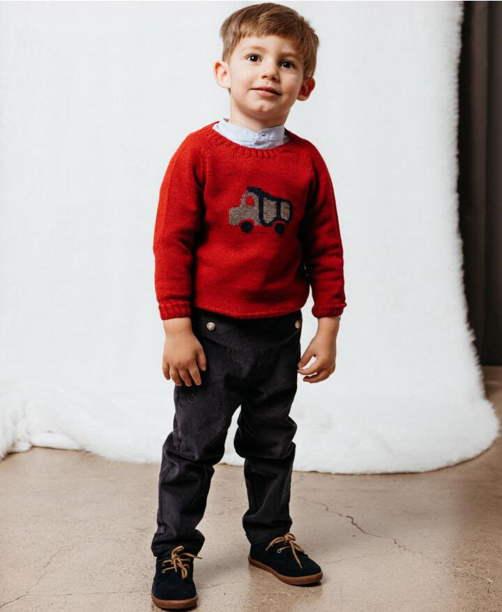 JERSEY ROJO DE PUNTO CON CAMIÓN