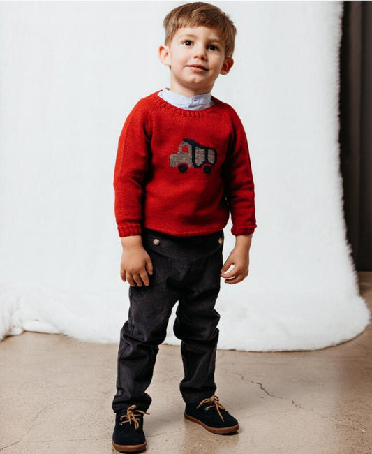 JERSEY ROJO DE PUNTO CON CAMIÓN