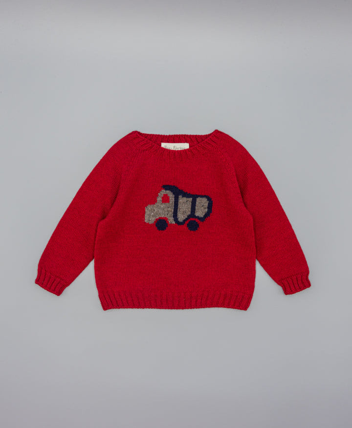 JERSEY ROJO DE PUNTO CON CAMIÓN