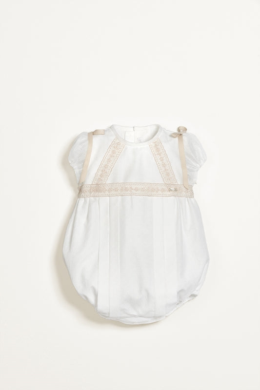 PELELE MANGA CORTA EN TUL PLUMETI Y ORGANZA