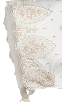 Capota Bebe bautizo En Tul Plumeti Y Puntilla CRUDO-TOSTADO