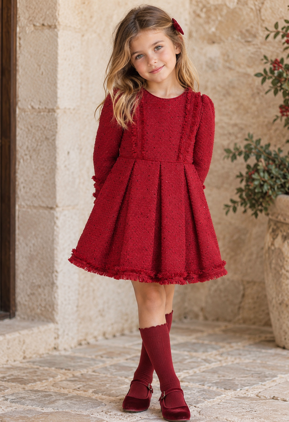 Vestido fiesta tweed lentejuelas niña- ABEL&LULA