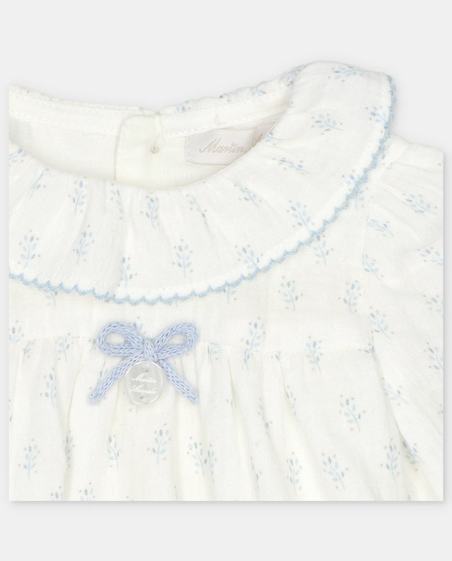 Pelele de bebé con estampado de ramitas - Martín Aranda - Azul claro